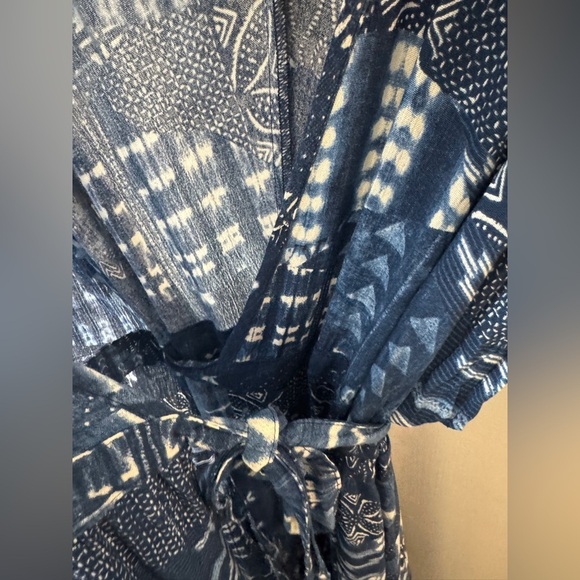 NWT Tysa Garbo Indigo Seas Blue White Patchwork Print Maxi Wrap Dress Size 2 - Picture 5 of 14